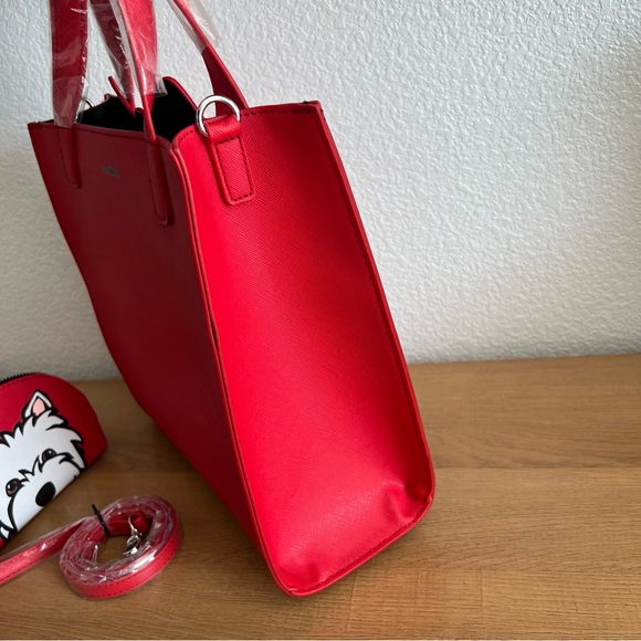 Marc Tetro Westie Highland Terrier Red Tote Crossbody Bag and Coin Purse - Picture 7 of 8